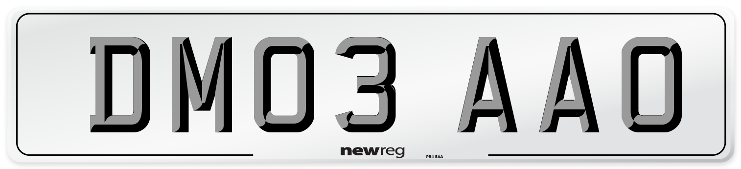DM03 AAO Number Plate from New Reg
